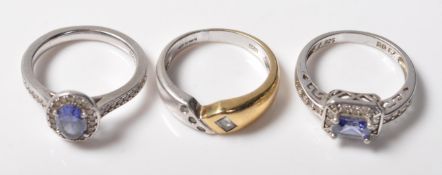 COLLECTION OF THREE STAMPED .925 SILVER DRESS RINGS