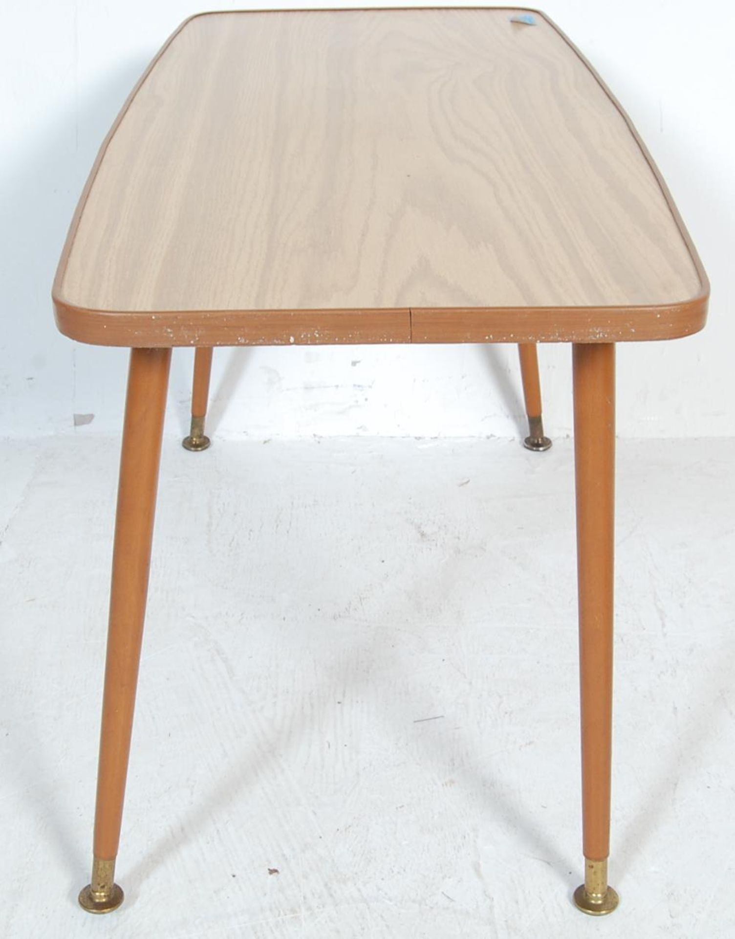 RETRO VINTAGE 1970S TEAK WOOD COFFEE TABLE WITH A CIRCULAR POUFFE/FOOTREST - Bild 4 aus 8