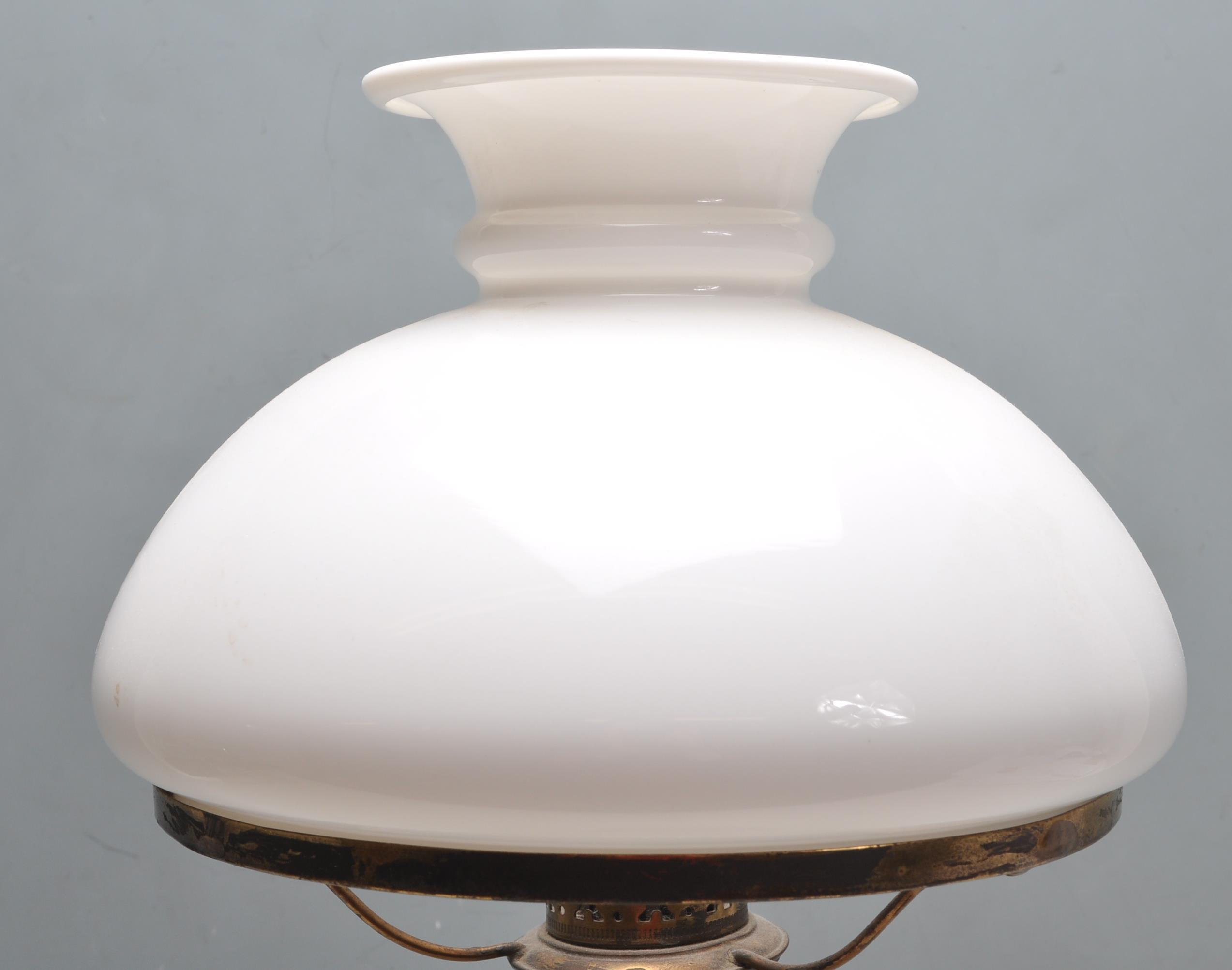 EARLY 20TH CENTURY MILK GLASS OIL LAMP AND SHADE - Image 4 of 5