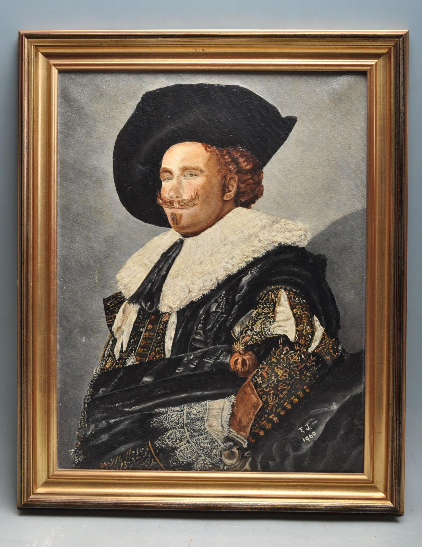 THE LAUGHING CAVALIER AFTER FRANS HALS OIL ON CANVAS PAINTING