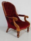 19TH CENTURY VICTORIAN MAHOGANY SPOON BACK ARMCHAIR