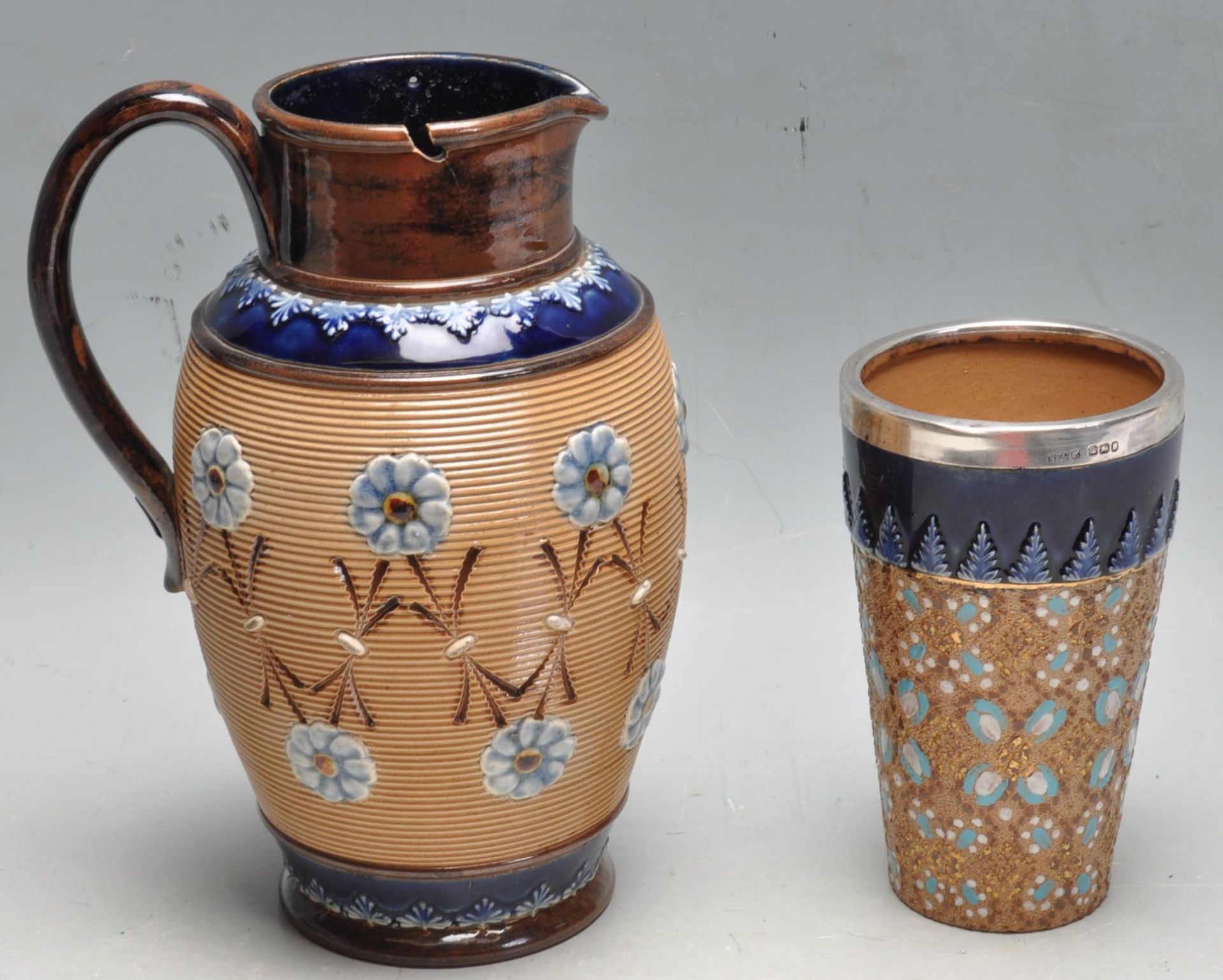 GROUP OF TWO ROYAL DOULTON LAMBETH STONE WARE TABLE WARES