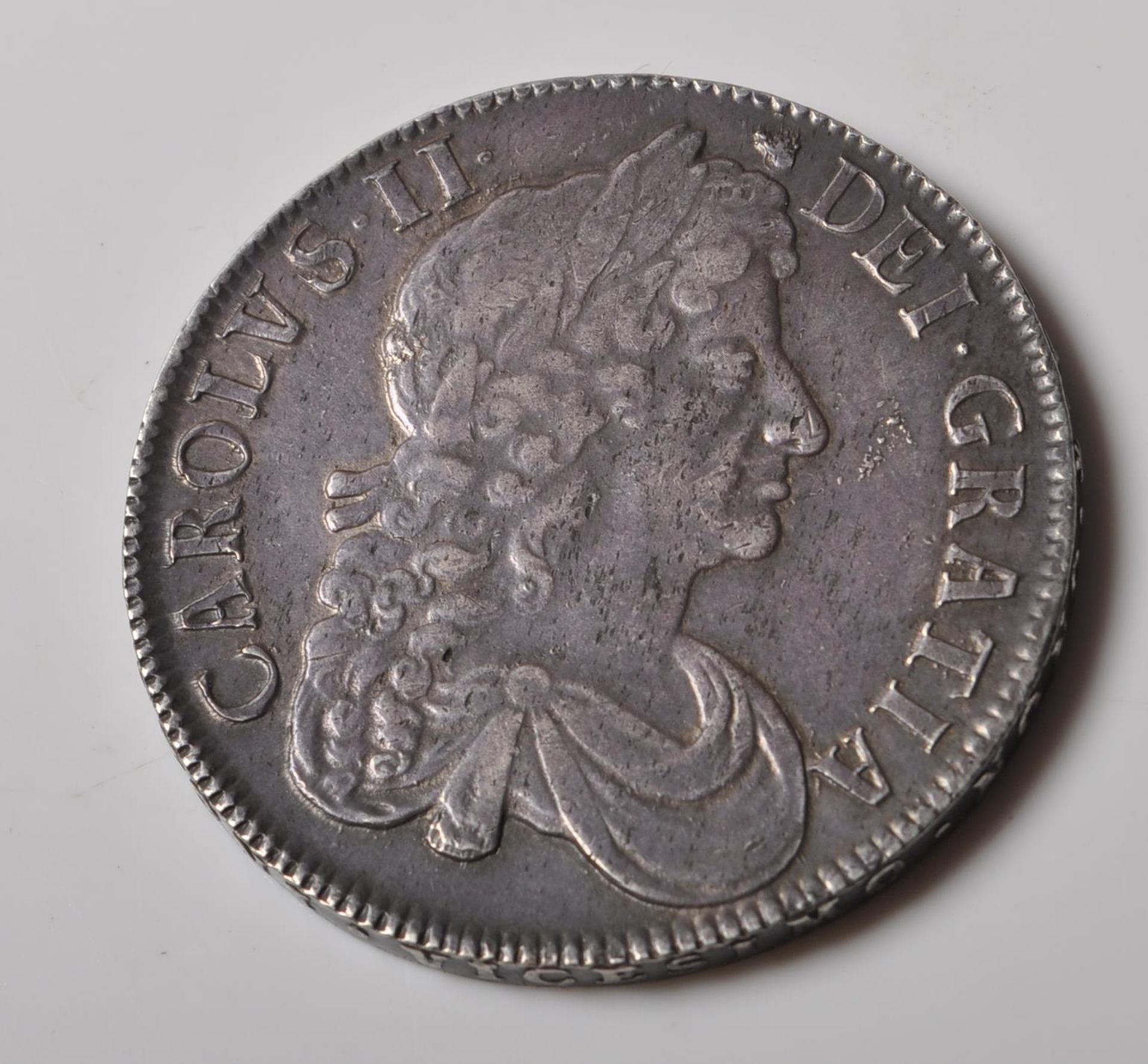 1677 CHARLES II SILVER CROWN COIN