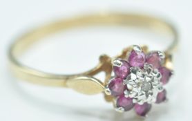 9CT GOLD GARNET & DIAMOND RING