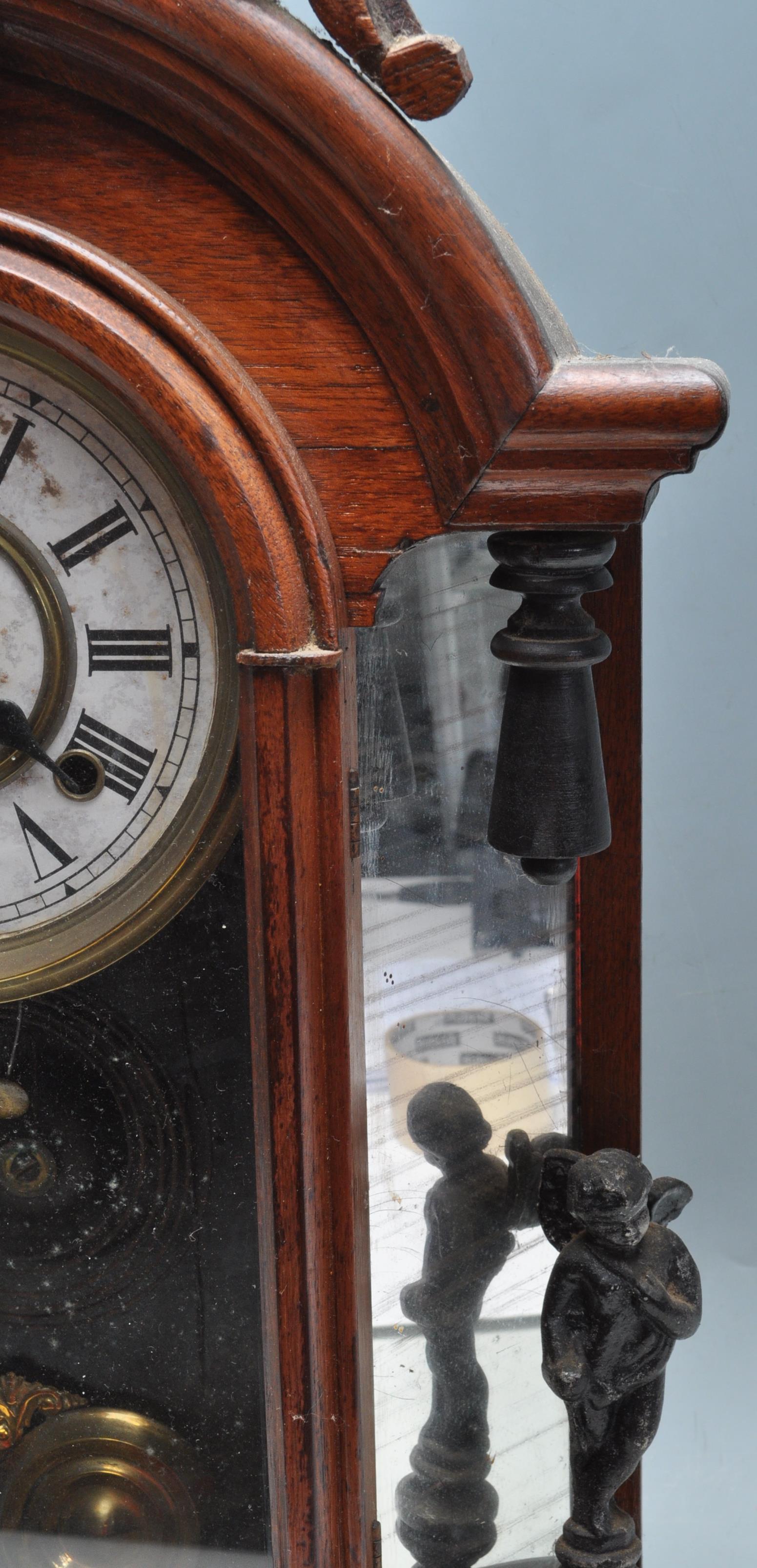 LATE 19TH CENTURY VICTORIAN AMERICAN WALL CLOCK BY ANSONIA - Image 12 of 13