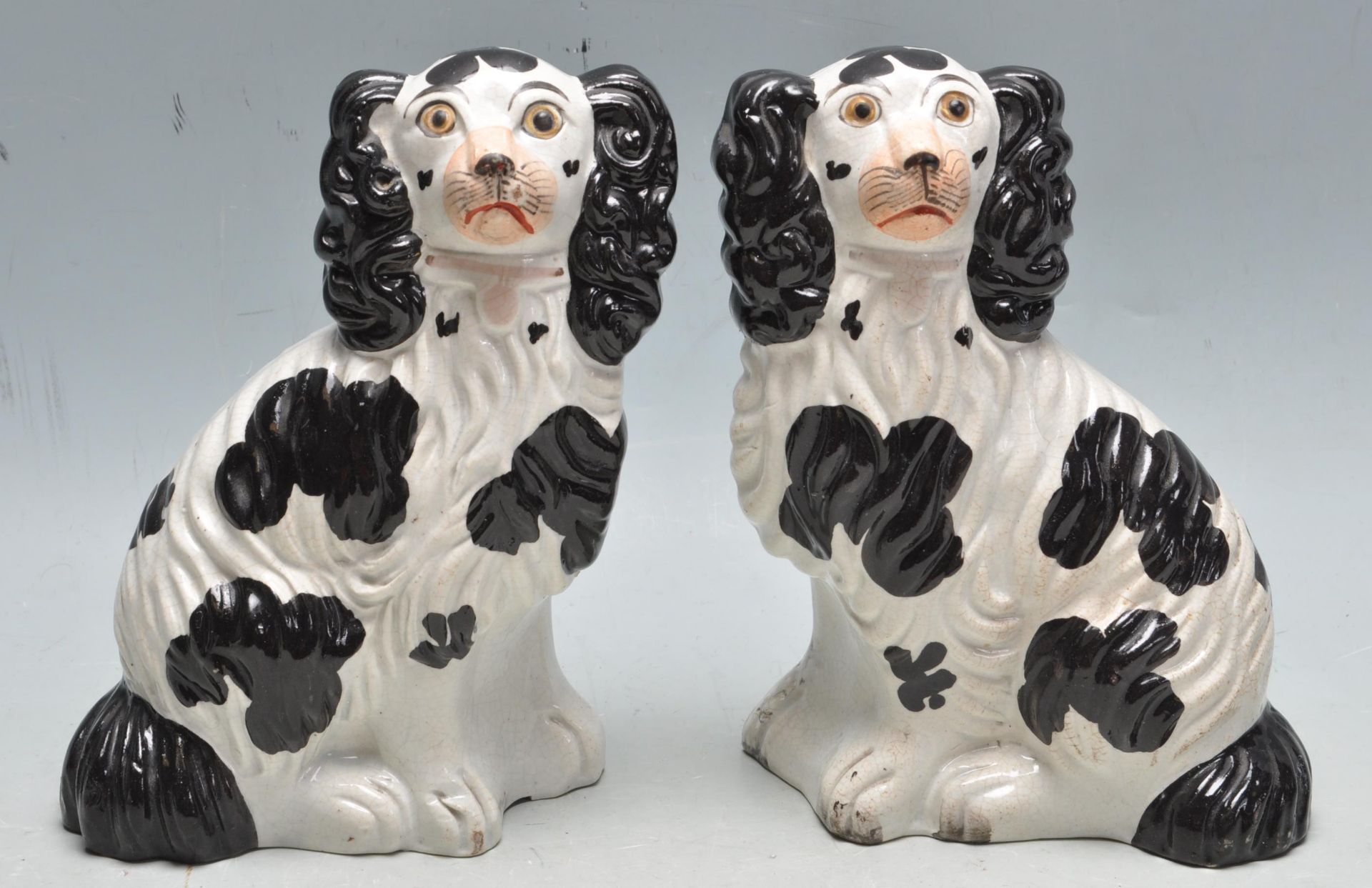 TWO PAIRS OF CERAMIC ANTIQUE STAFFORDSHIRE SPANIEL DOGS - Image 5 of 9