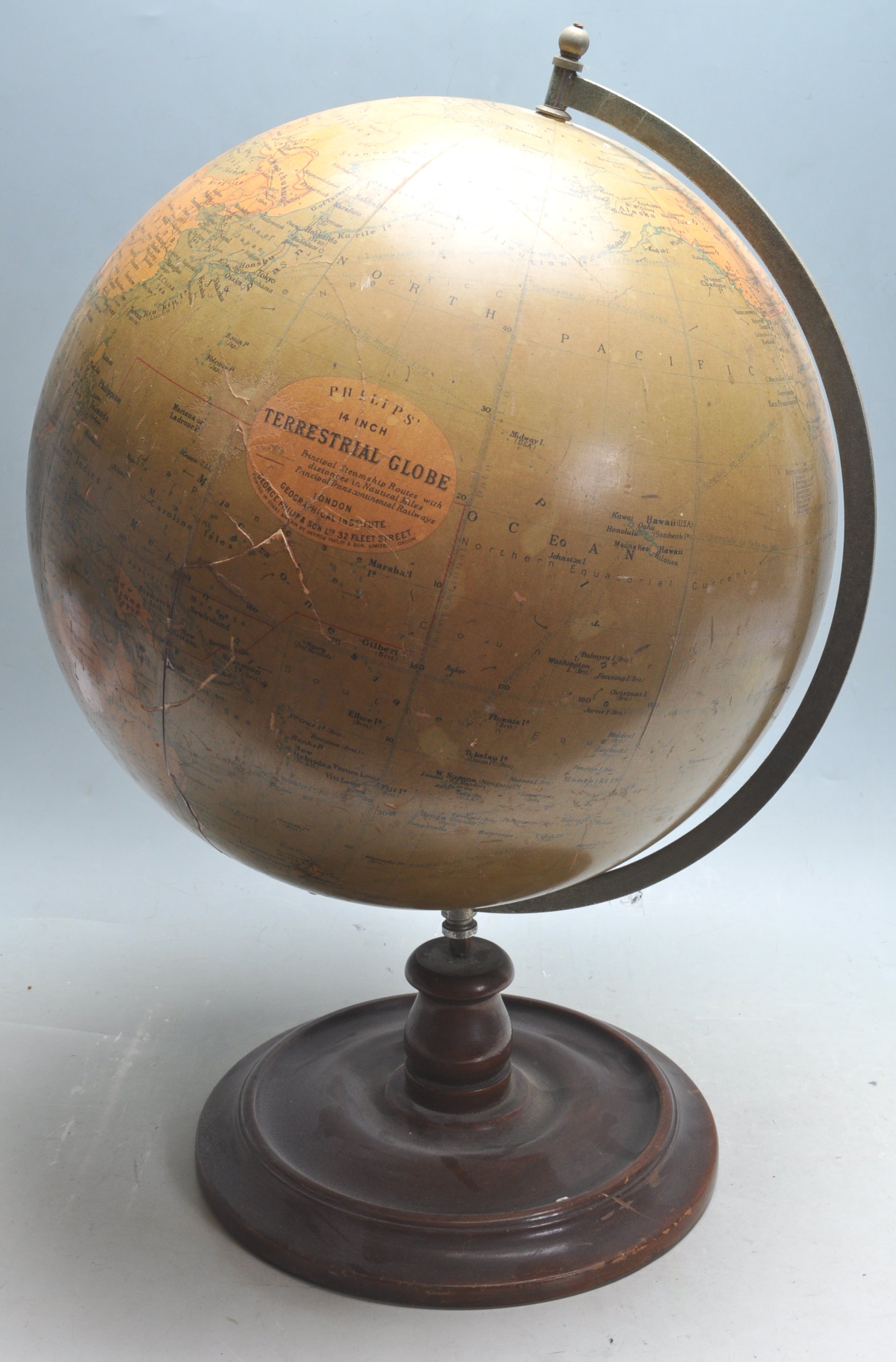 LARGE EARLY 20TH CENTURY 1930S PHILIPS TERRESTRIAL GLOBE