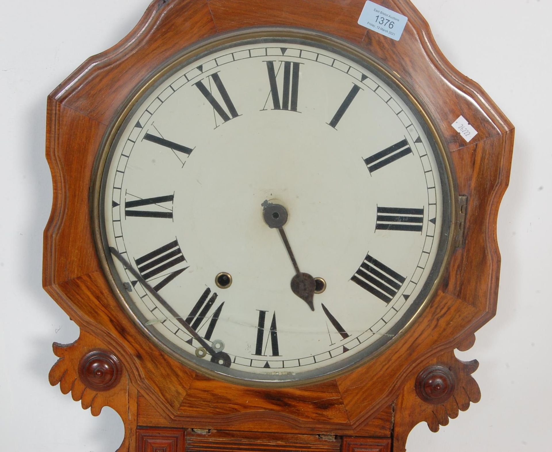19TH CENTURY WALNUT CASED DROP DIAL STATION CLOCK - Image 2 of 7