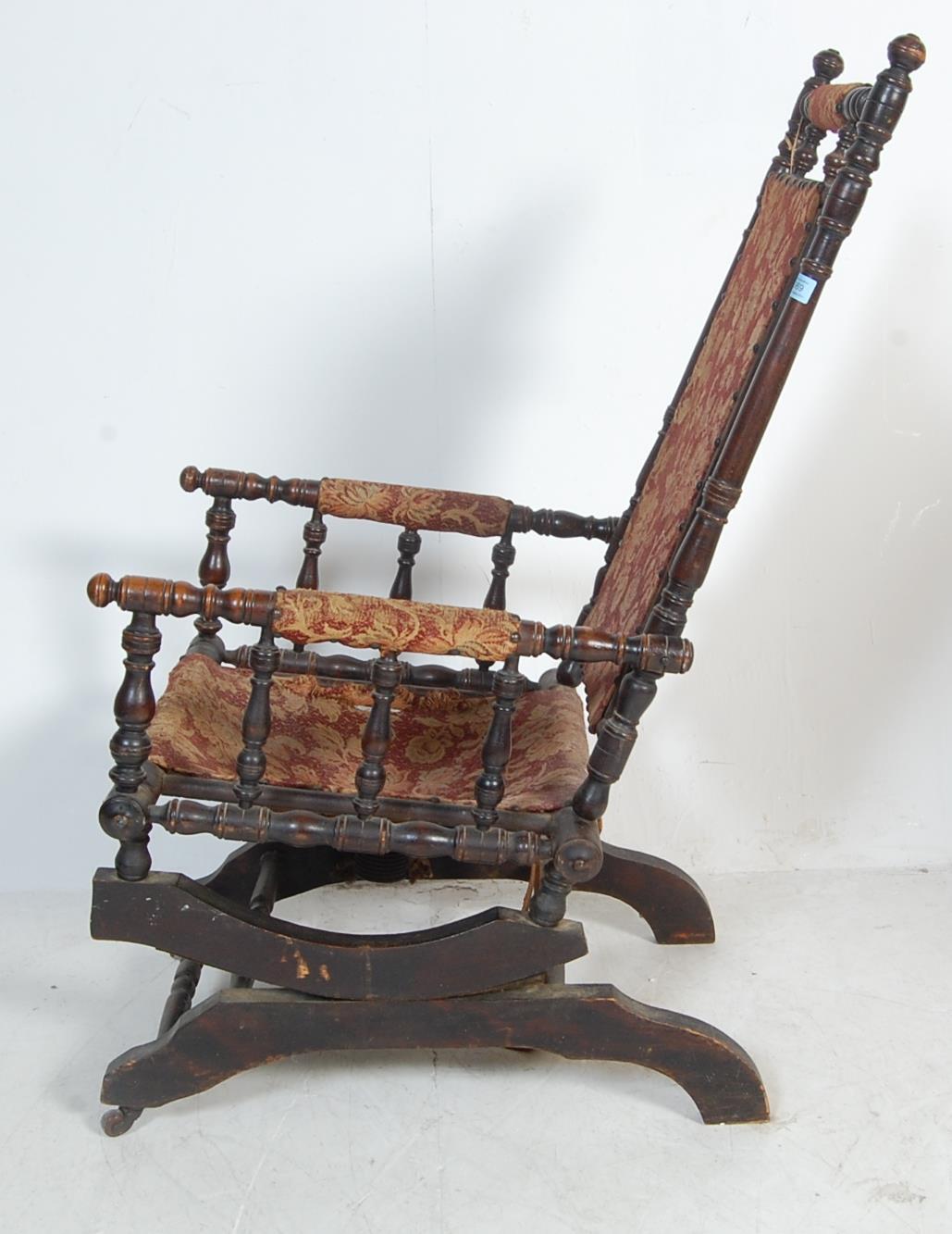 19TH CENTURY VICTORIAN BOSTON ROCKING CHAIR - Image 6 of 7