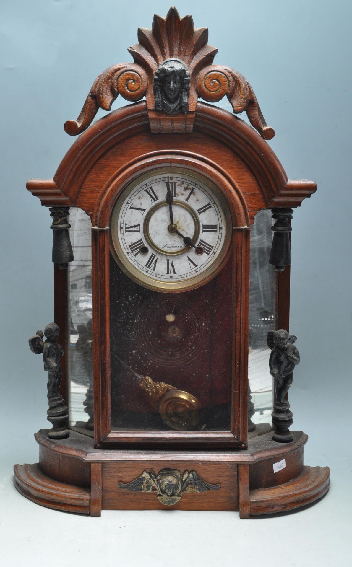 LATE 19TH CENTURY VICTORIAN AMERICAN WALL CLOCK BY ANSONIA