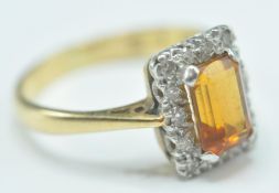 18CT GOLD CITRINE AND DIAMOND RING