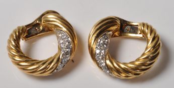 PAIR OF VINTAGE FRENCH 18CT GOLD AND DIAMOND EARRINGS