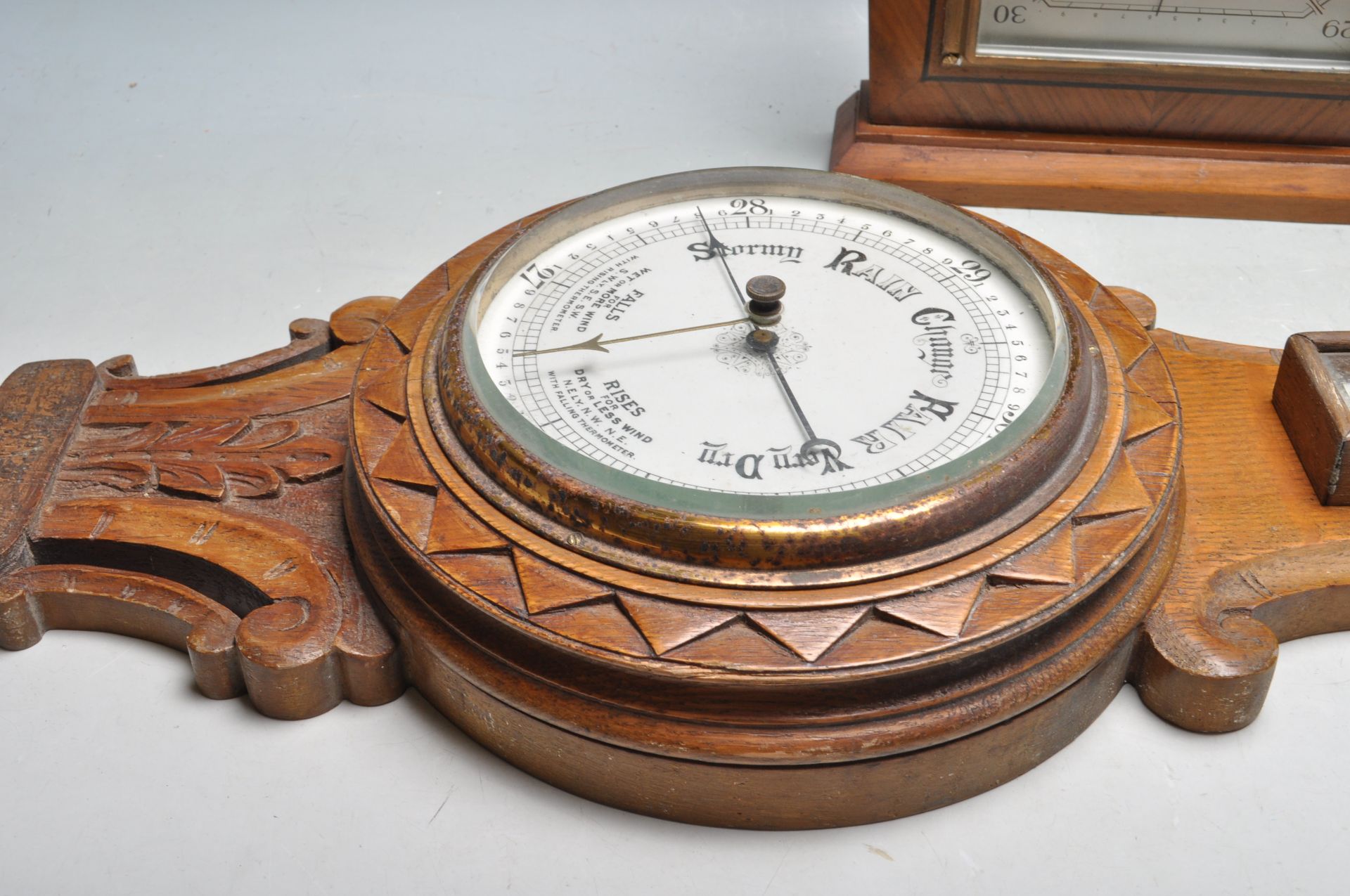 TWO 20TH CENTURY WALL HANGING BAROMETERS - Image 3 of 7
