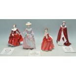 FOUR PORCELAIN FIGURINES OF LADIES BY ROYAL DOULTON AND ROYAL WORCESTER