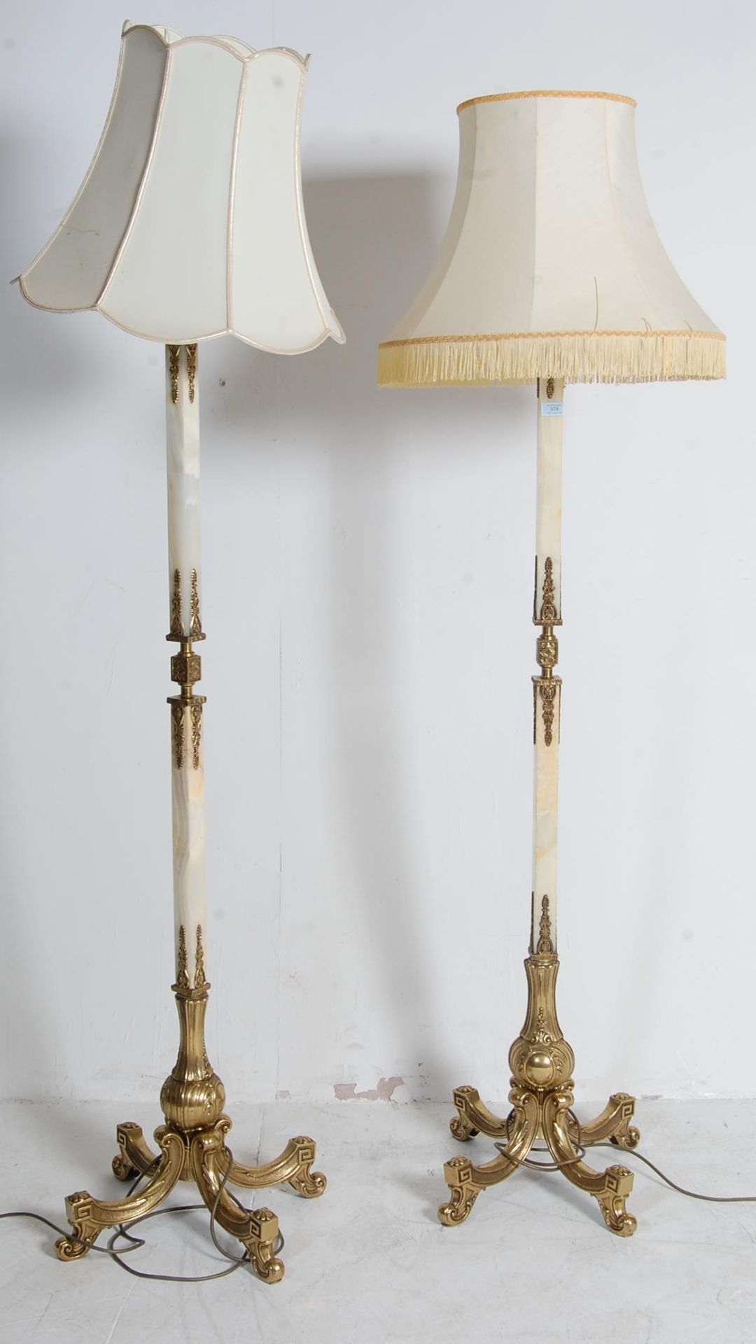 RETRO VINTAGE 1970S ORMOLU AND GREEN ALABASTER STANDARD LAMP