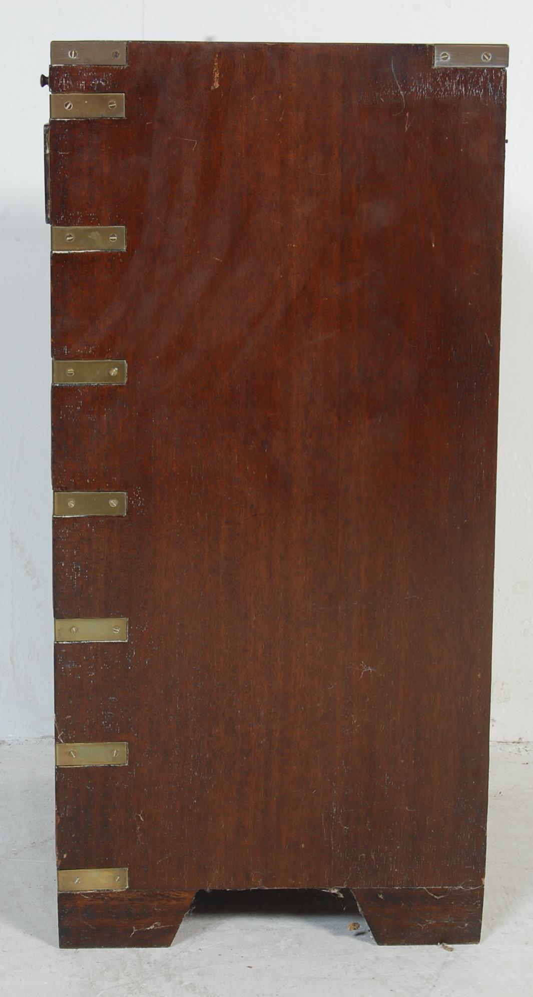 MAHOGANY AND BRASS CAMPAIGN PEDESTAL CHEST OF DRAWERS - Image 6 of 10