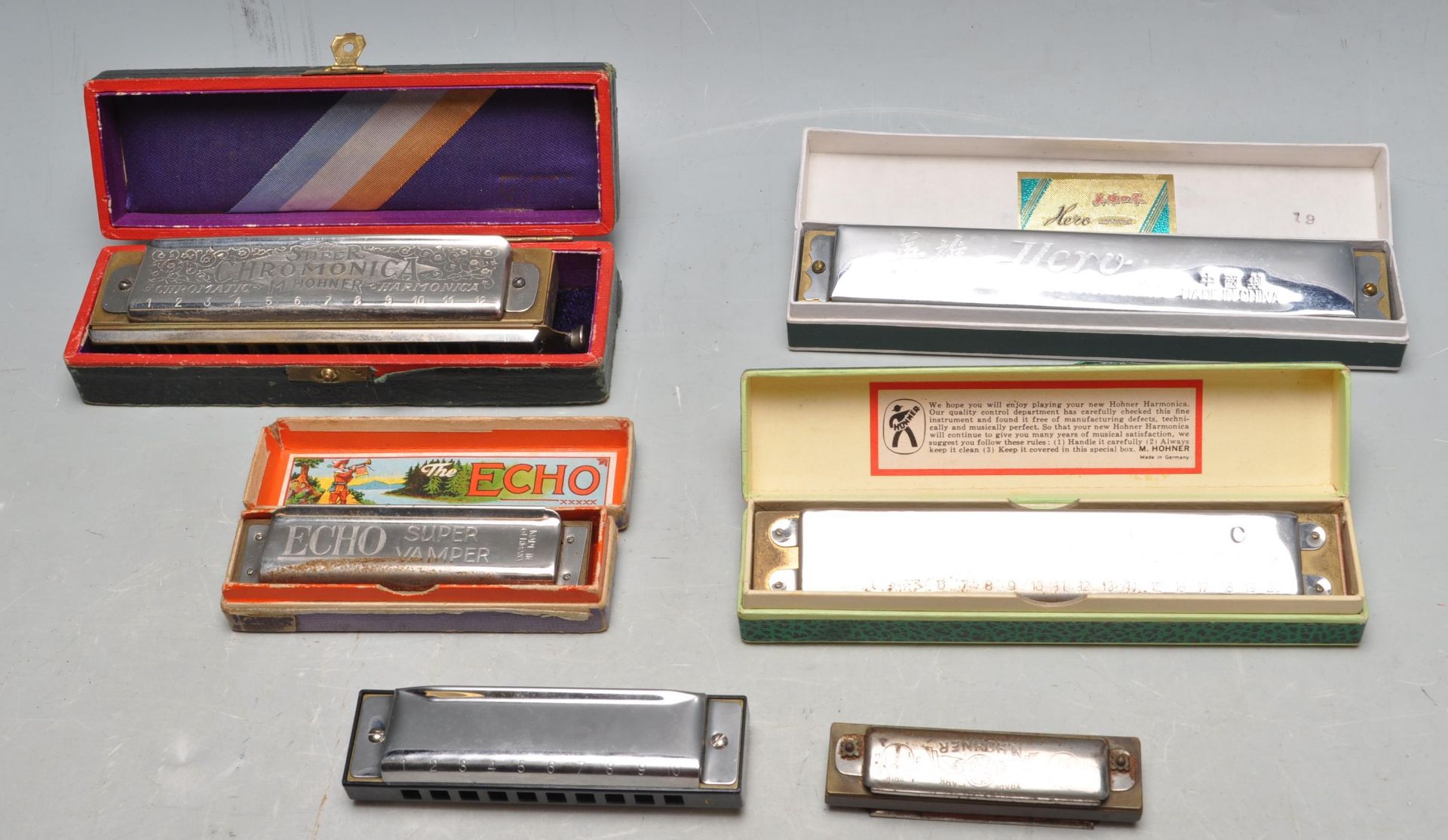 SEVEN MID CENTURY AND LATER HARMONICA MUSICAL INSTRUMENTS