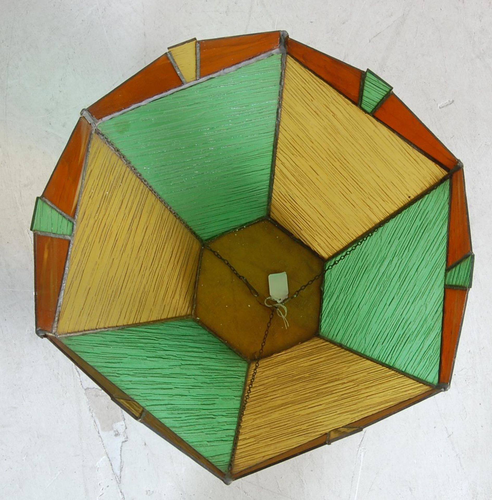 1930S ART DECO STAINED GLASS PENDANT LIGHT SHADE - Bild 4 aus 4