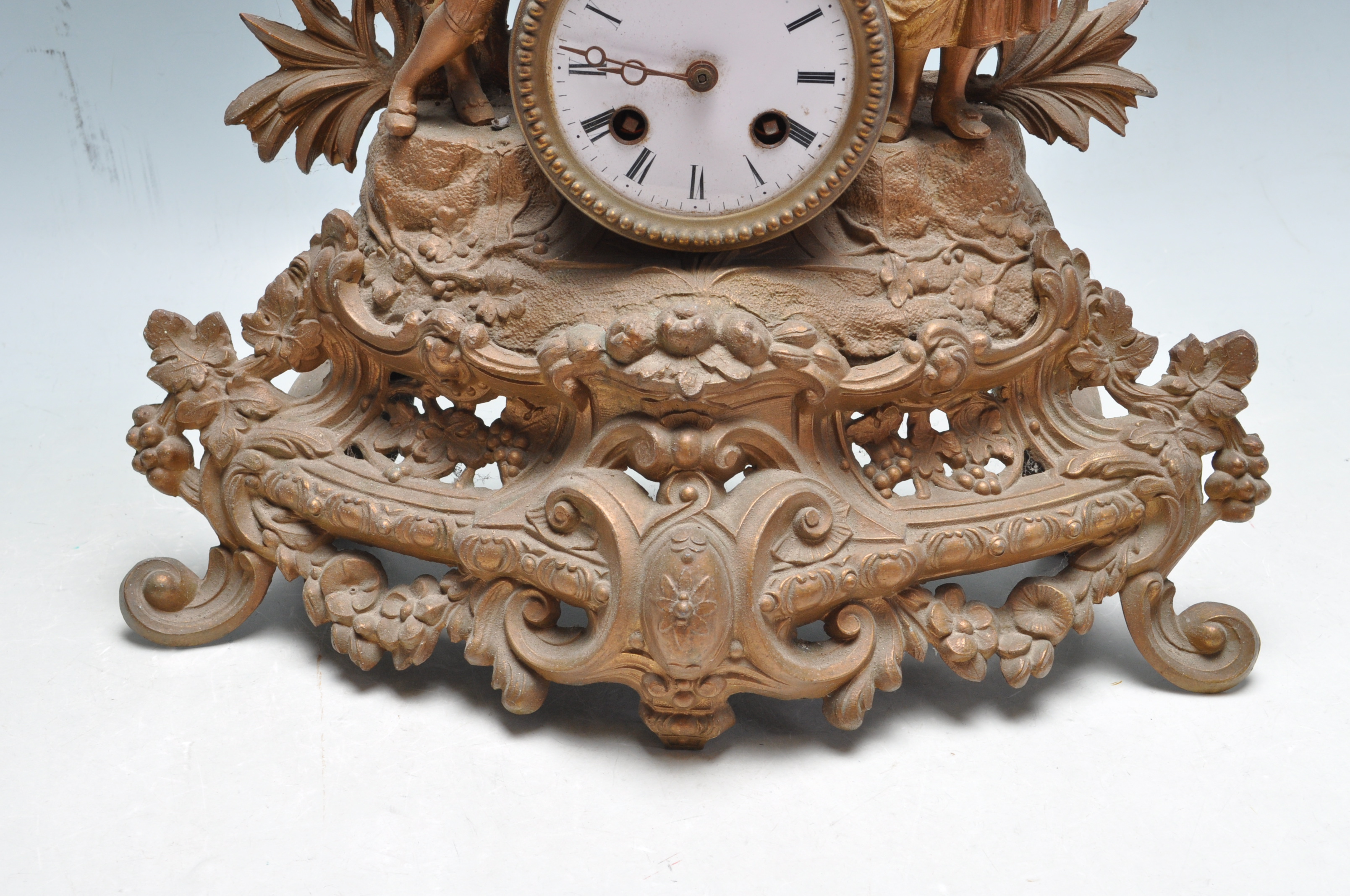 EARLY 20TH CENTURY BRASS FRENCH GARNITURE MANTEL CLOCK - Image 3 of 9