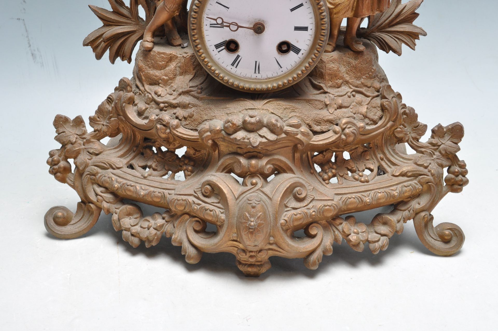 EARLY 20TH CENTURY BRASS FRENCH GARNITURE MANTEL CLOCK - Bild 3 aus 9