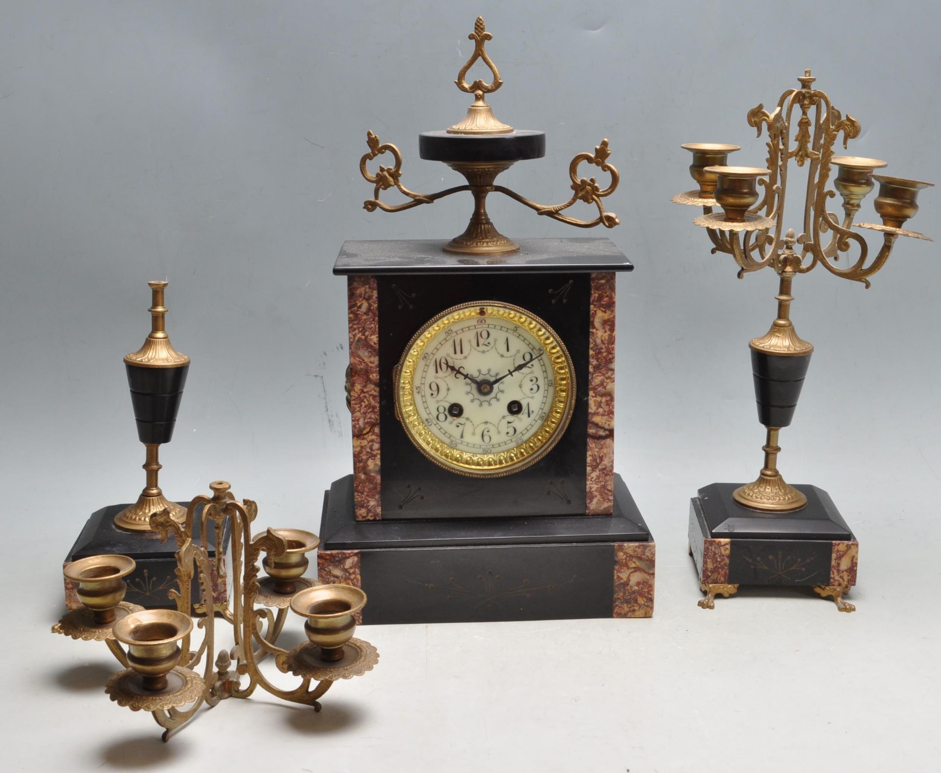 19TH CENTURY FRENCH 3 PIECE MANTEL CLOCK GARNITURE