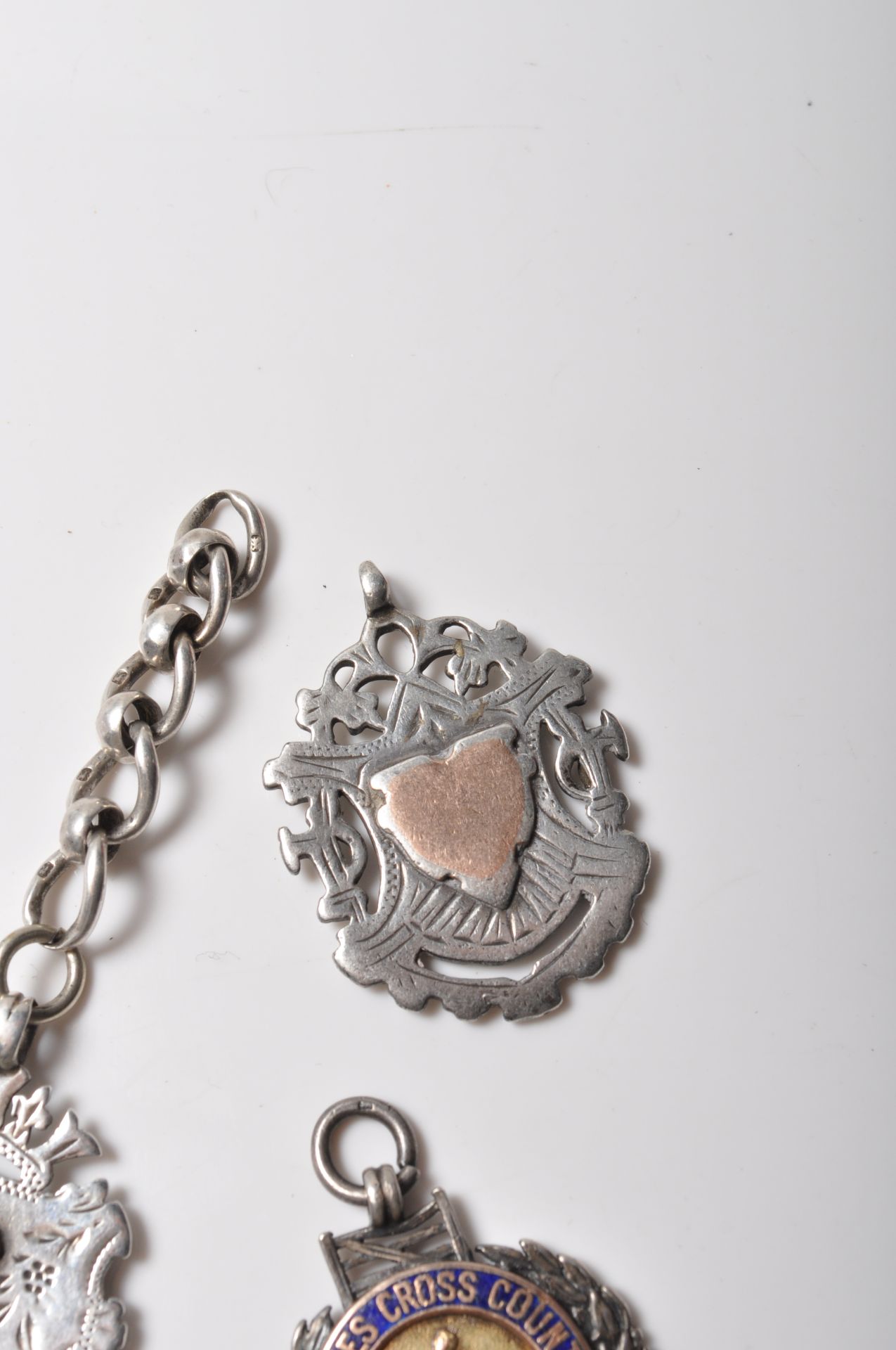 THREE ANTIQUE SILVER HALLMARKED FOB MEDALS - Image 4 of 7