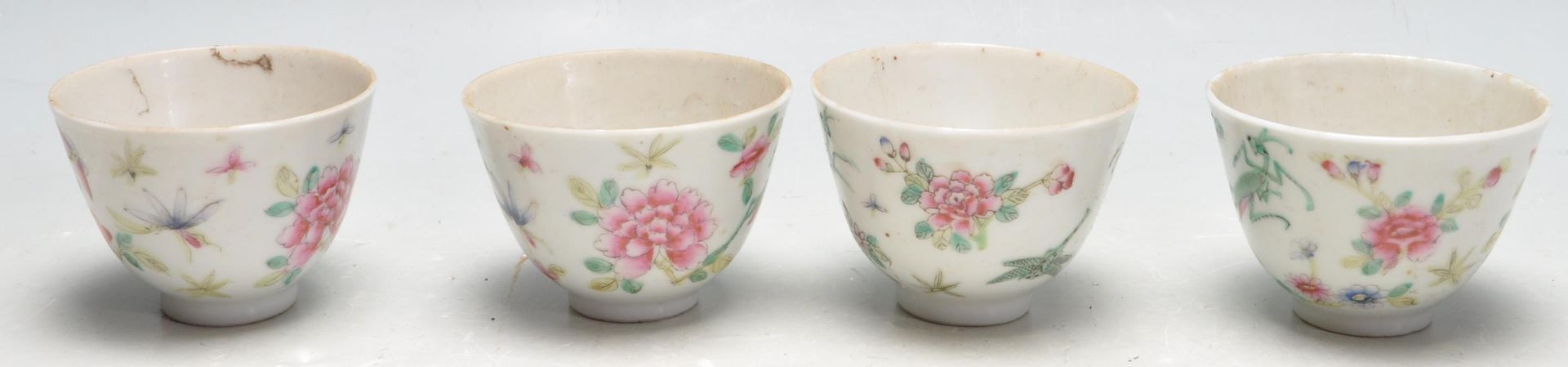 SET OF FOUR ANTIQUE QIANLONG CHINESE PORCELAIN TEA CUPS - Bild 2 aus 9