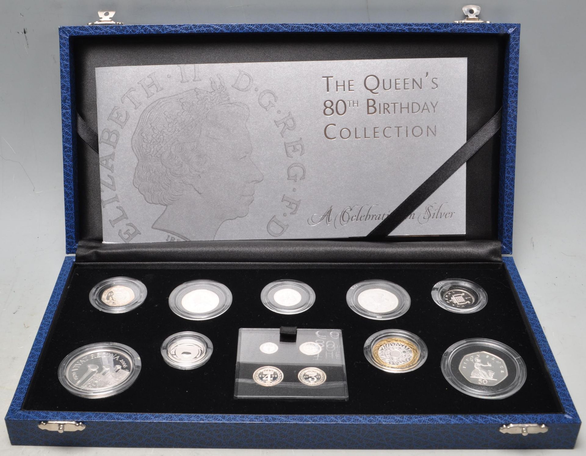 ROYAL MINT QUEEN'S 80TH BIRTHDAY SILVER PROOF COIN SET