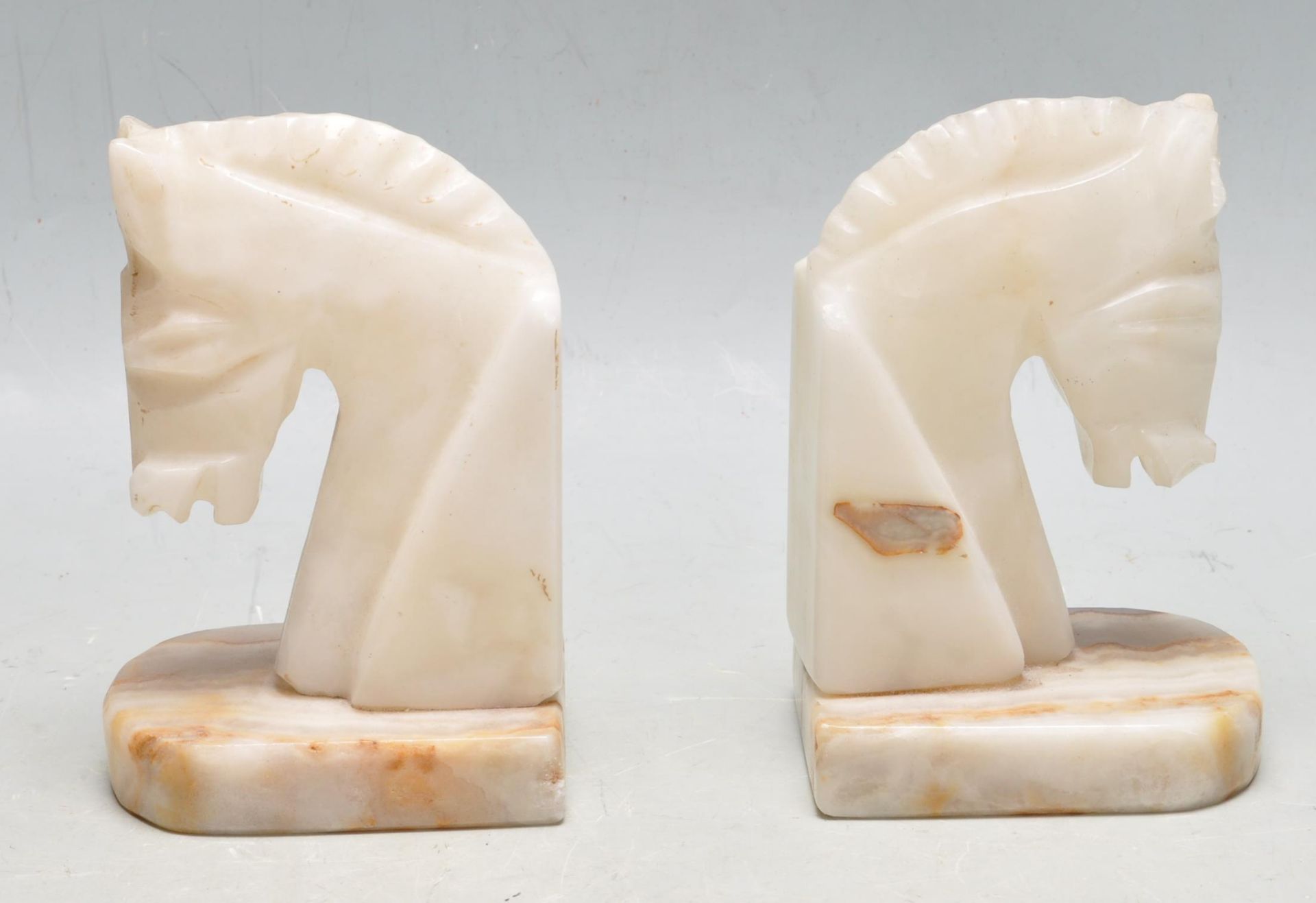 TWO MID CENTURY ALABASTER BOOK ENDS