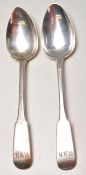 TWO 19TH CENTURY GEORG III SILVER HALLMARKS TABLE SPOON DATED 1819 / 1812