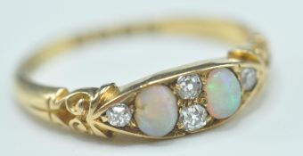 VICTORIAN 18CT GOLD OPAL AND DIAMOND RING