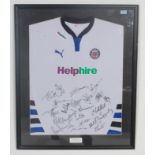 A signed and framed Bath Rugby shirt being well framed and presented bearing notation box for 1st