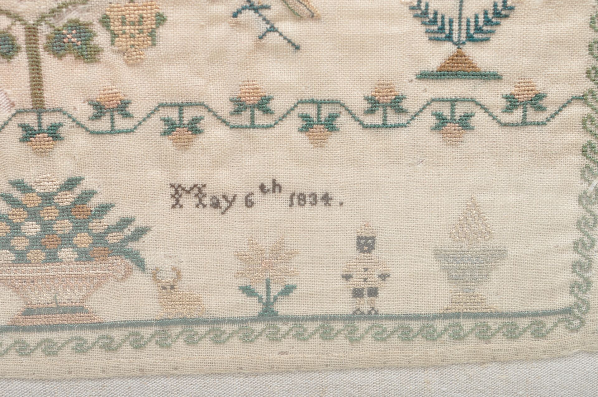 EARLY 19TH CENTURY NEEDLEPOINT SAMPLER 1834 - Image 5 of 6