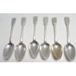 SIX 19TH CENTURY ANTIQUE FIDDLE PATTERN SPOONS