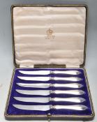 SET OF SIX ELKINGTON SILVER HANDLED KNIVES