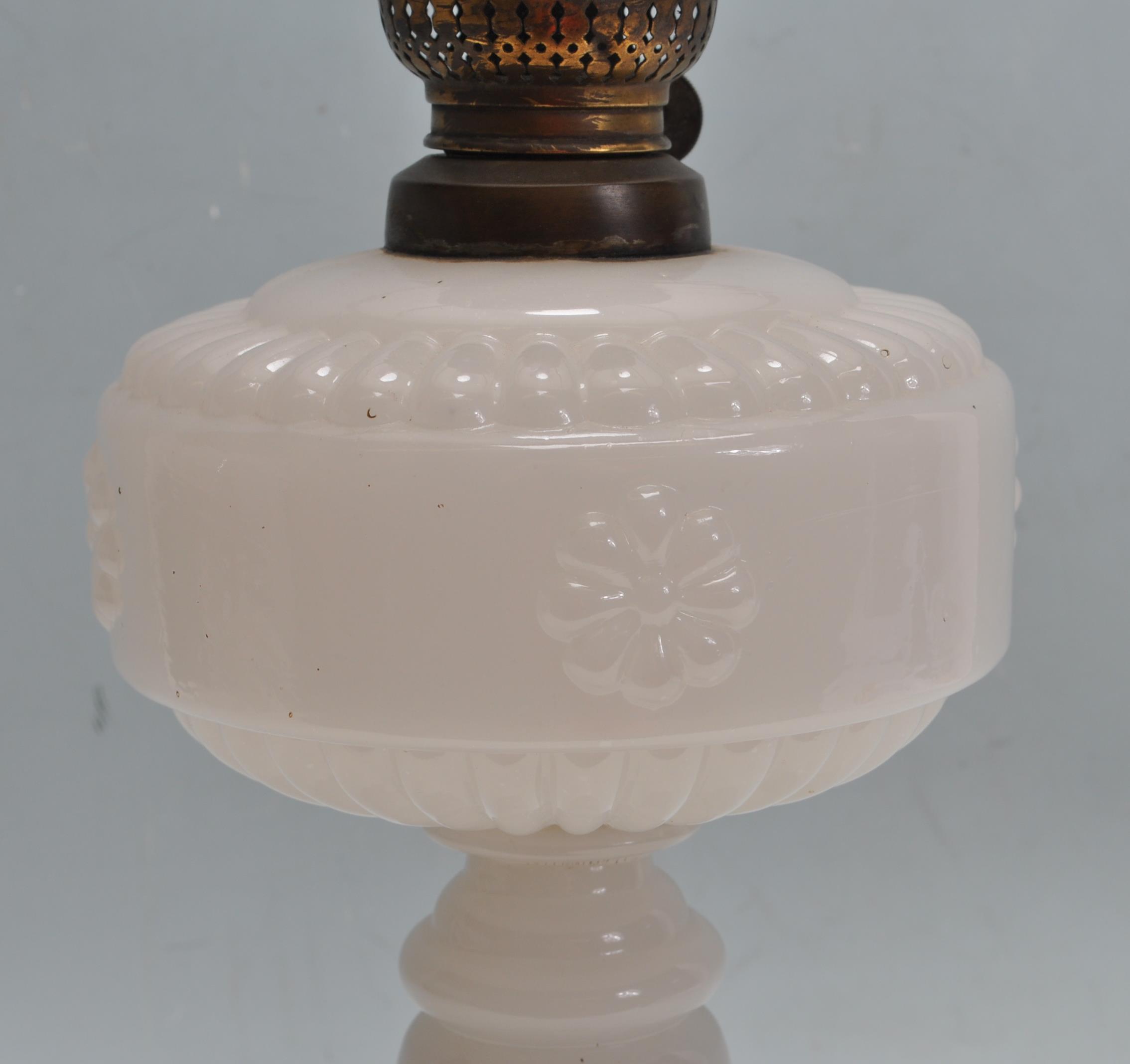 EARLY 20TH CENTURY MILK GLASS OIL LAMP AND SHADE - Image 2 of 5