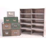COLLECTION OF RETRO VINTAGE INDUSTRIAL FACTORY METAL FILING CABINETS