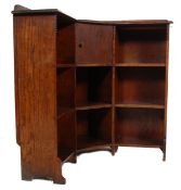 1930'S SOLID OAK CORNER BOOKCASE CABINET - SHELVES