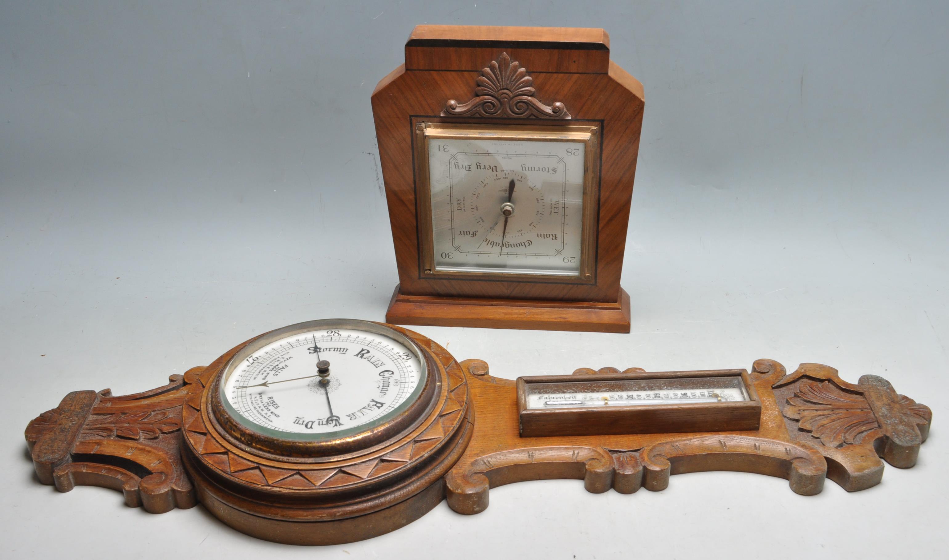 TWO 20TH CENTURY WALL HANGING BAROMETERS