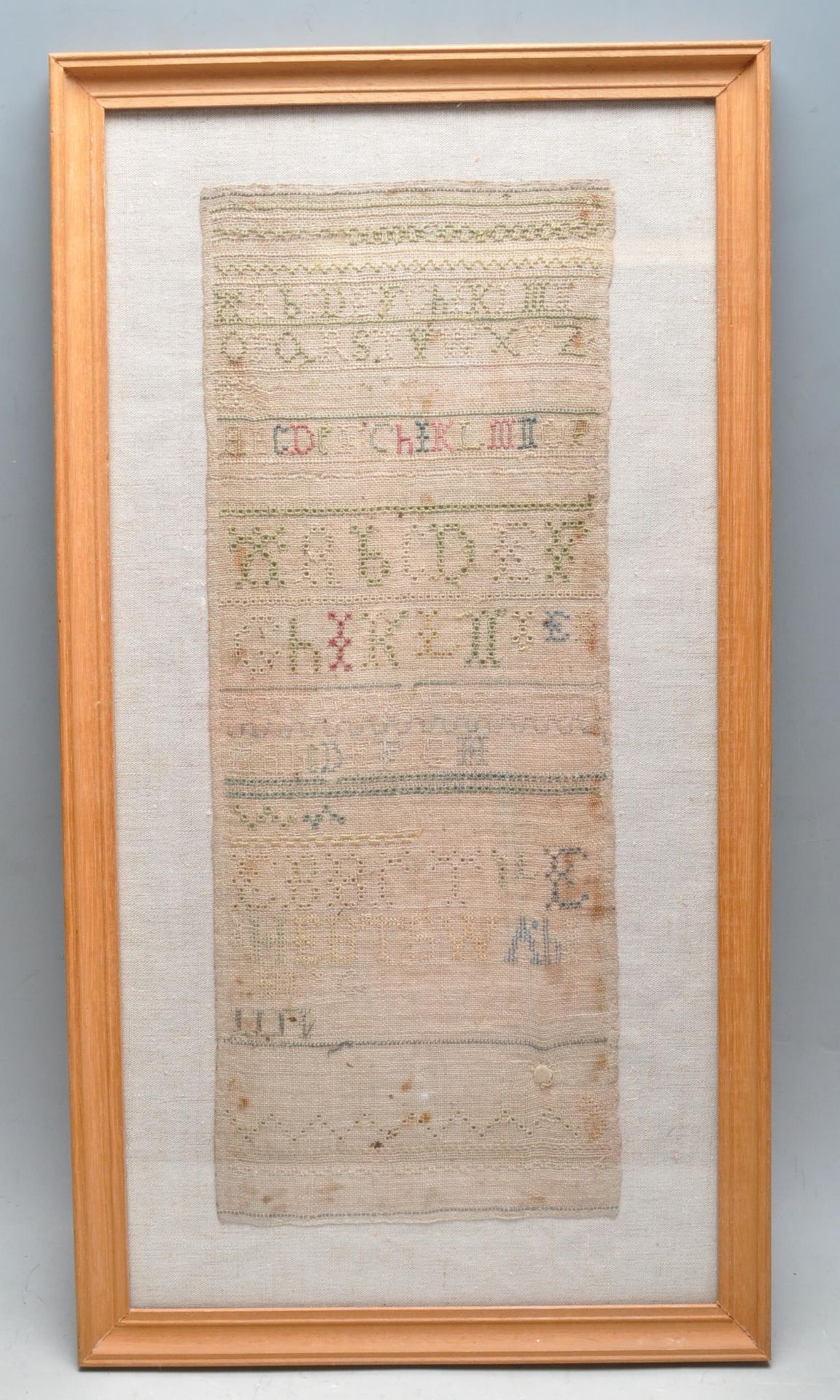 EARLY 19TH CENTURY NEEDLEPOINT FRAMED SAMPLER