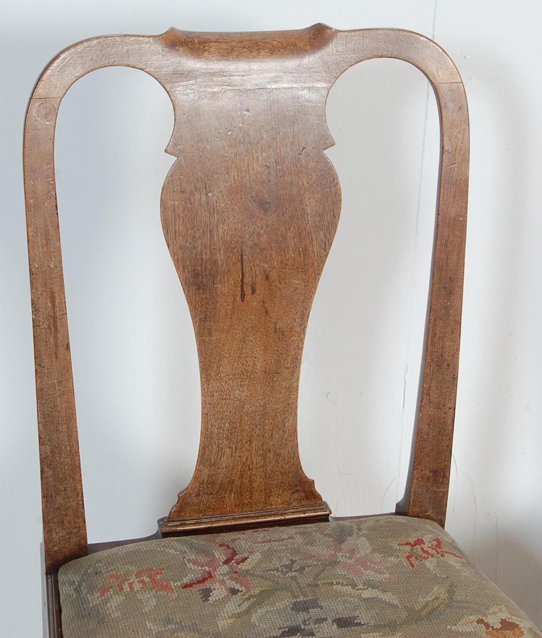 PAIR 18TH CENTURY QUEEN ANNE OAK BEDROOM CHAIRS - Image 4 of 8