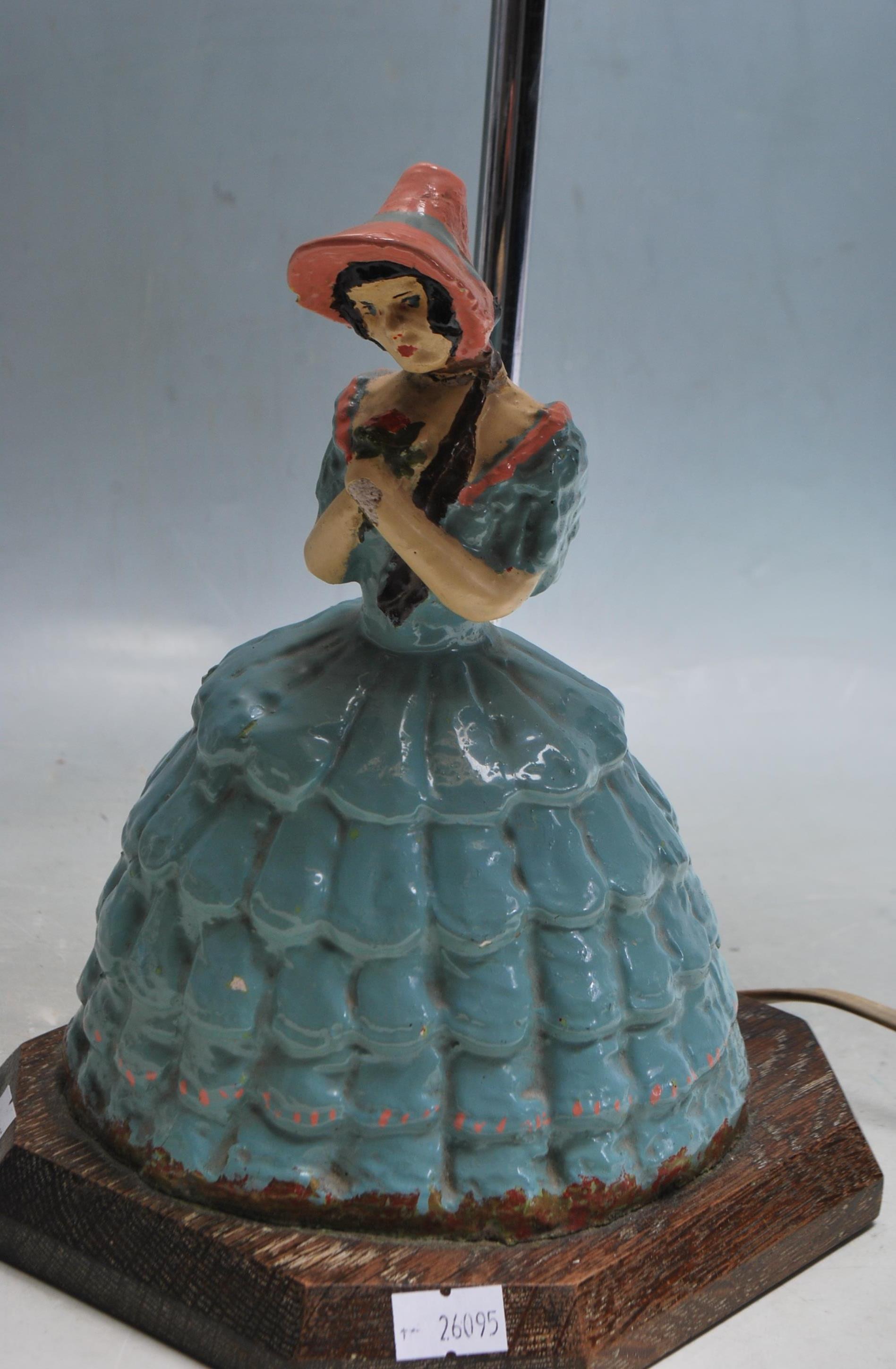 VINTAGE 20TH CENTURY CRINOLINE LADY TABLE DESK LAMP - Image 2 of 5
