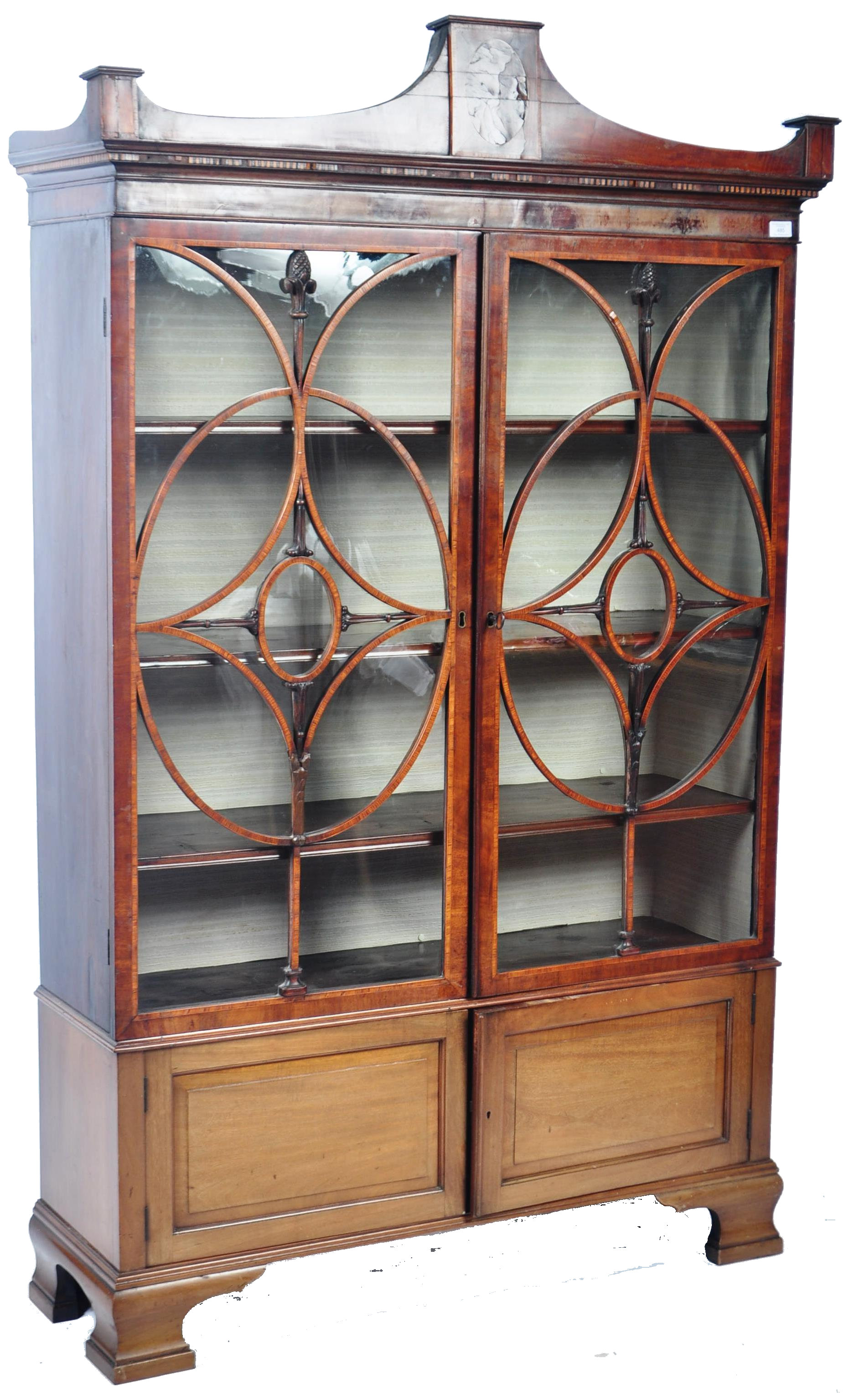 19TH CENTURY MAHOGANY & SATINWOOD DISPLAY CABINET VITRINE