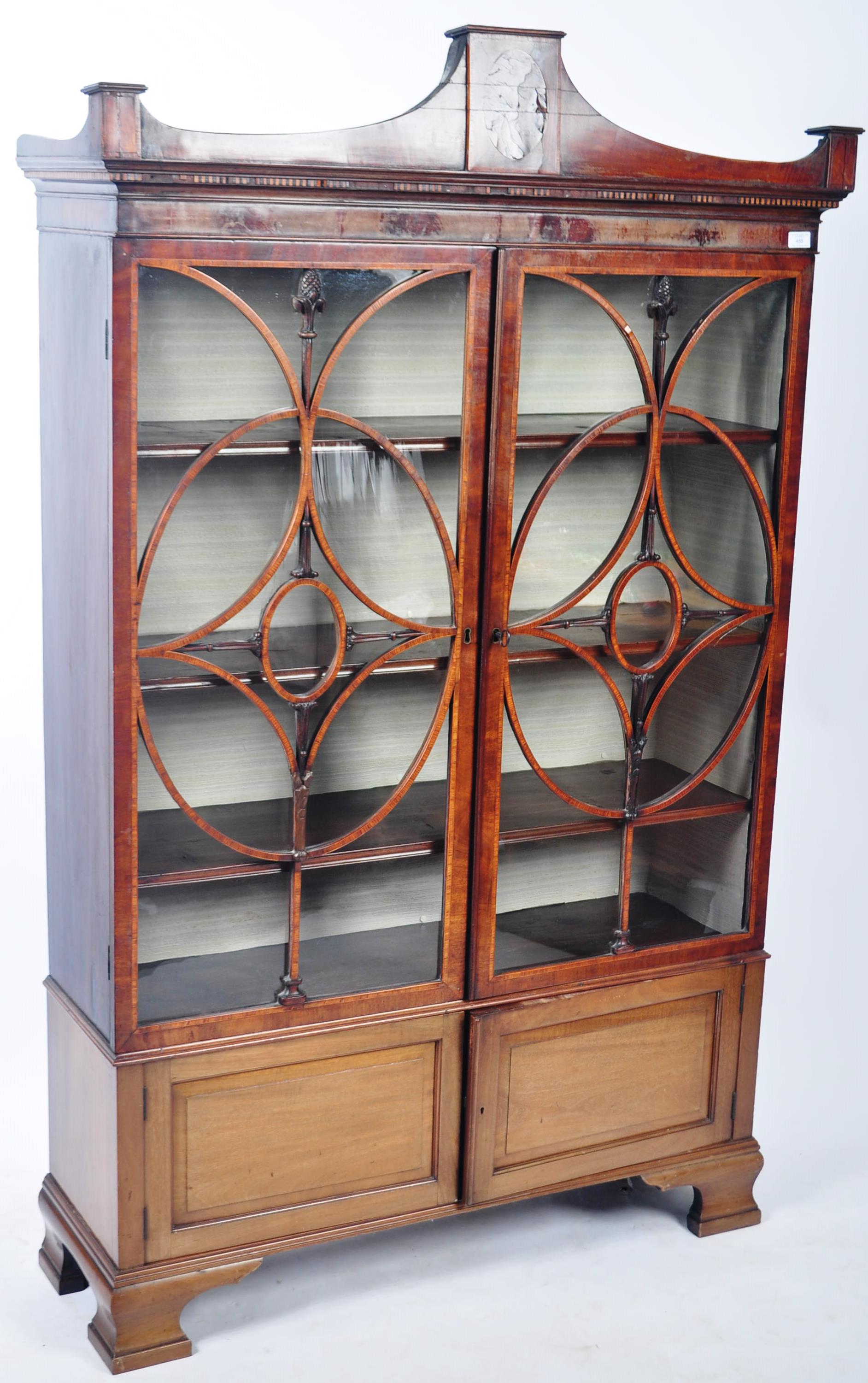 19TH CENTURY MAHOGANY & SATINWOOD DISPLAY CABINET VITRINE - Image 2 of 5