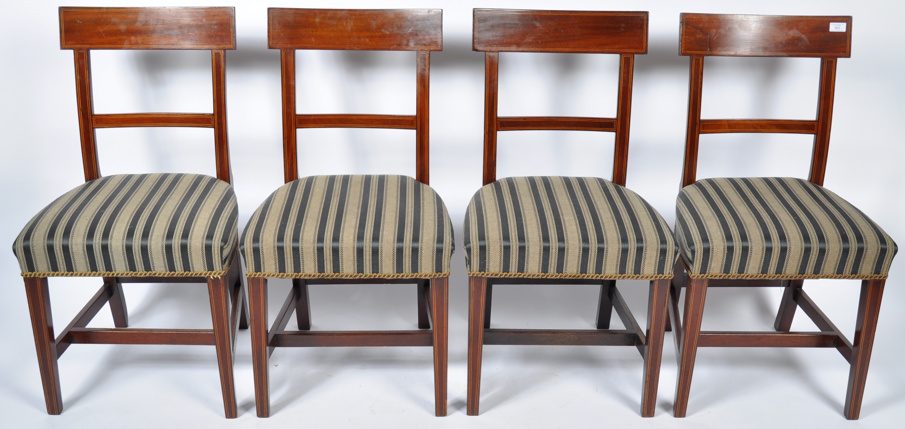 ANTIQUE SET OF GEORGIAN REGENCY BAR BACK DINING CHAIRS