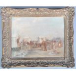 CIRCLE OF EUGENE BOUDIN 19TH CENTURY OIL ON BOARD PAINTING