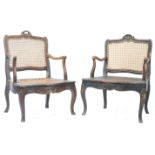 ANTIQUE PAIR OF 18TH CENTURY GEORGIAN CANE & WALNUT ELBOW CHAIRS