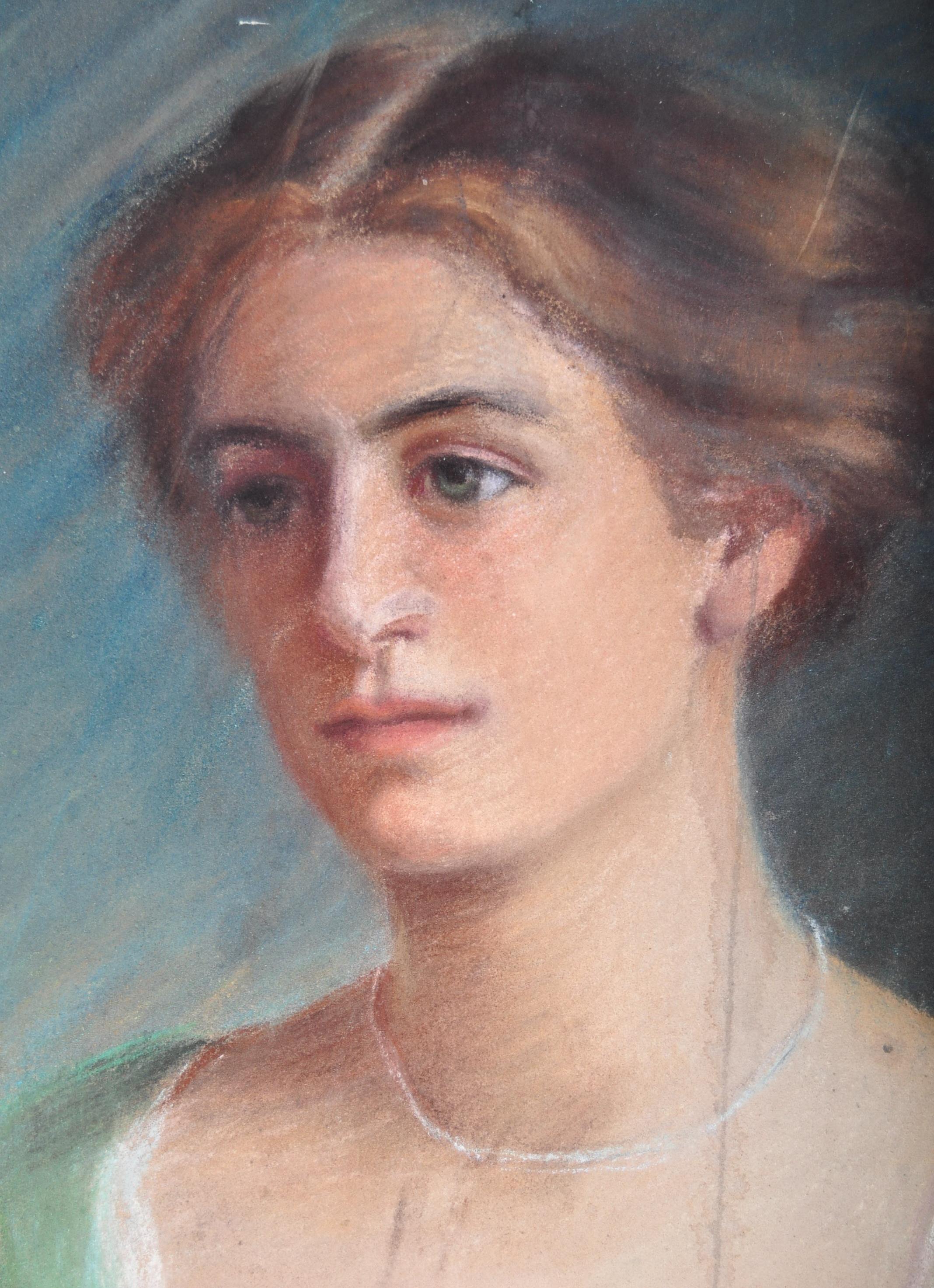 E. PATERSON 1908 - PASTEL STUDY OF A YOUNG LADY - Image 3 of 5