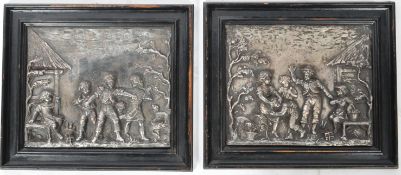 CHARLES ANFRIE - PAIR OF 19TH CENTURY TABLEAU SILVERPLATED COPPER PANELS