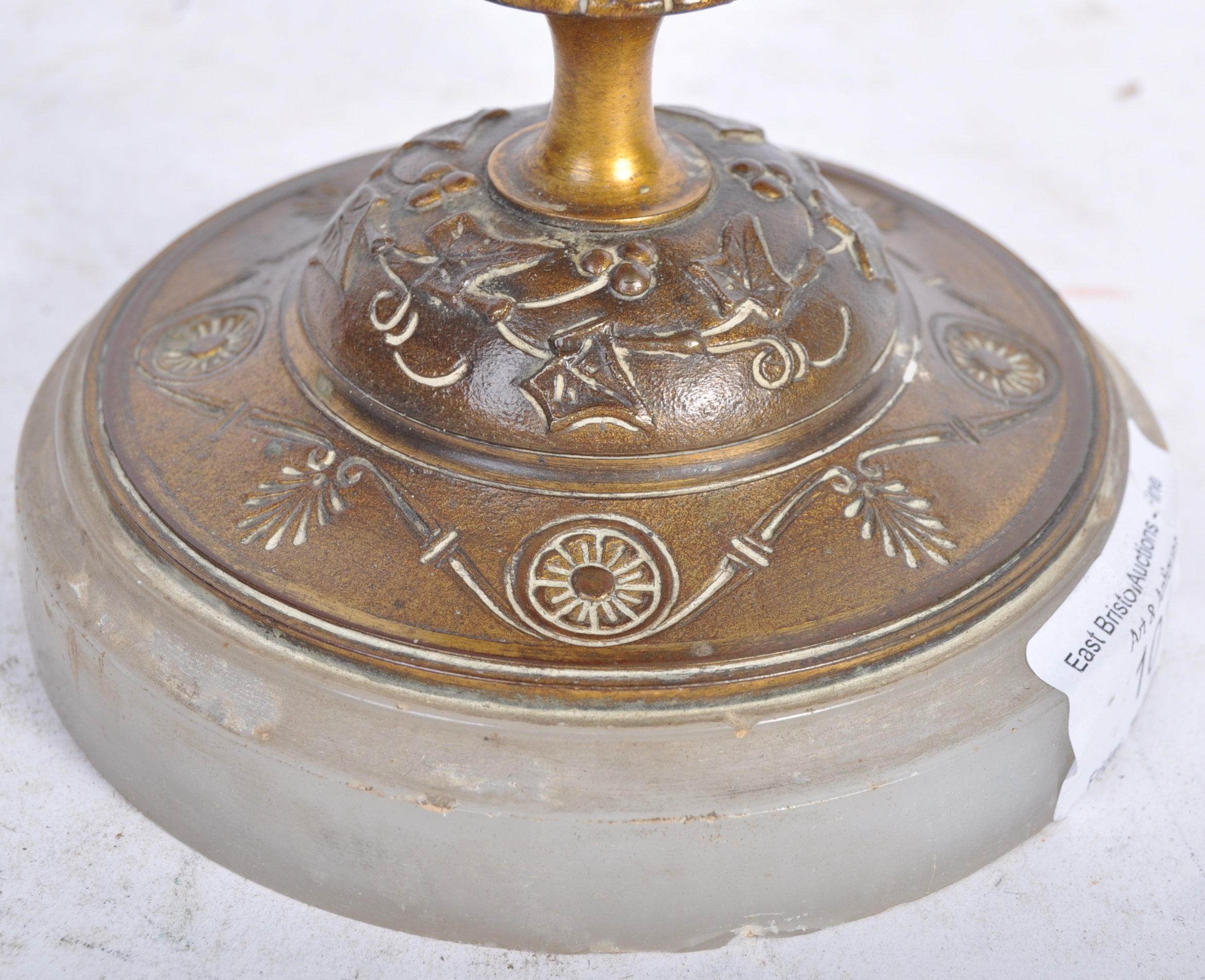 PAIR OF 19TH CENTURY BRONZE AND MARBLE CANDLESTICKS - Image 4 of 6